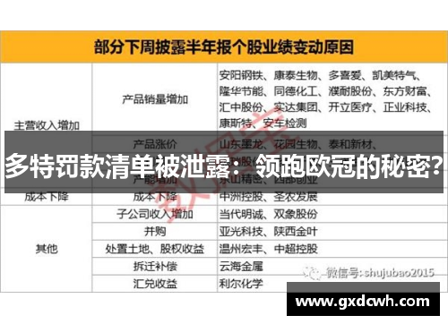 多特罚款清单被泄露：领跑欧冠的秘密？